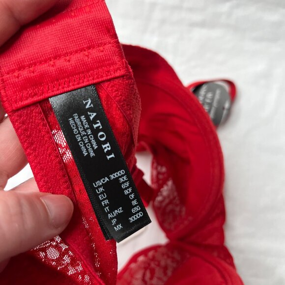 Natori Pretty Smooth Seamless Samba Red Lace Underwire Bra 30DDD - Picture 4 of 8